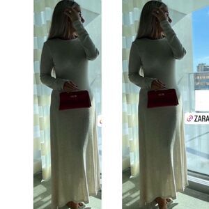 ZARA SHINY MIDI KNIT DRESS